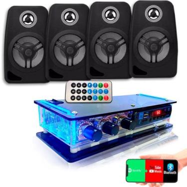 Imagem de Kit Som Ambiente Amplificador Bluetooth + 4 Caixas Acústicas - ORION