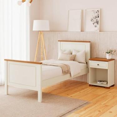 Imagem de Conjunto Dormitório 1 Cama Solteiro 1 Mesa de Cabeceira Ananda CabeCasa MadeiraMadeira Imbuia/Offwhite