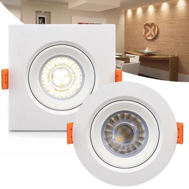 Imagem de Kit 3 Spot Led Quadrado Redondo Embutir Direcionável Cob 3w - CTB, Bra