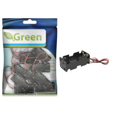 Imagem de Kit 10 Peças - Suporte P/4 Pilhas Aa 2 Lados Pt - GREEN