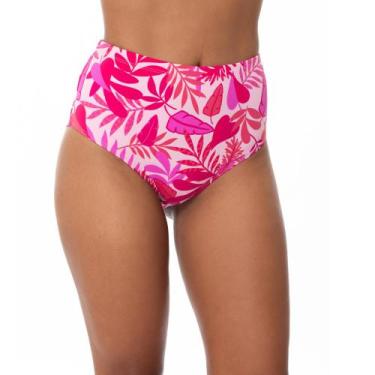 Imagem de Biquini Plus Size Calcinha Hot Pant Estampada Cintura Alta Proteção UV