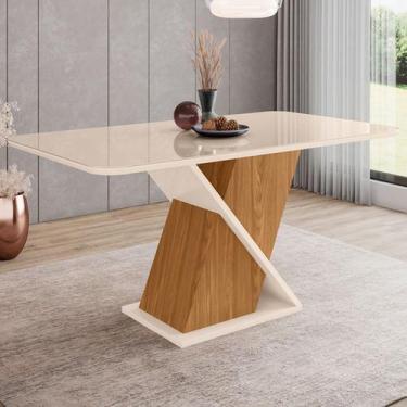 Imagem de Mesa de Madeira Fiorella com Vidro Natural/Off White Sci27 - Henn