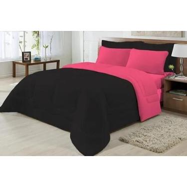 Imagem de Edredom Casal Malha 100% Alg Antialérgico Preto/Pink - Nathalia Enxova