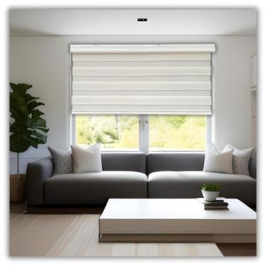 Imagem de Persiana Rolo Duplo c/ Bandô Bege 120 (L) x 160 (A) Cortina Zebra Rain