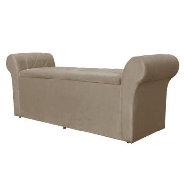 Imagem de Báu Calçadeira Cancun 195cm Suede Cappuccino - Vallisa Decor