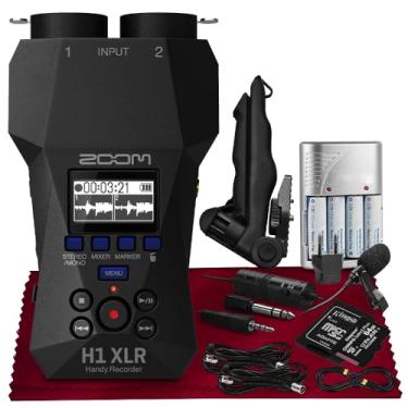 Imagem de Gravador prático Zoom H1 XLR, flutuante de 32 bits, 2 entradas combo de bloqueio XLR/TRS, conversores AD duplos com 2 cabos XLR, microfone condensador, tripé, cartão SD de 64 GB e mais para