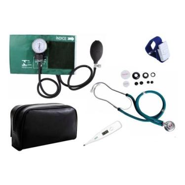 Imagem de Esfigmomanômetro + Estetoscopio + Garrote + Termômetro - Kit Premium V