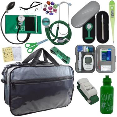 Imagem de Kit Bolsa Cores Aparelho de Pressao Esfigmomanometro Estetoscópio Medi