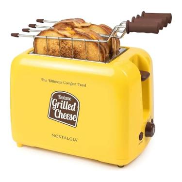 Imagem de Nostalgia GCT2 Deluxe Grilled Cheese Sandwich Toaster with Extra Wide Slots, Yellow