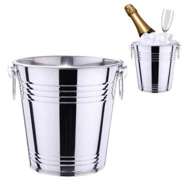 Imagem de Balde de Gelo Aço Inox Para Champagne e Bebidas 4 Litros - Fx