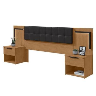 Imagem de Cabeceira Box Casal 160 Calitan Amêndoa Clean com Led - Lopas - MÓVEIS