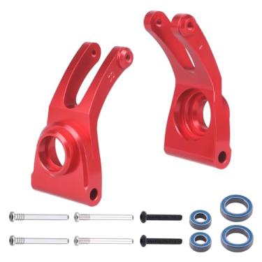 Imagem de Hobbypark Cubos traseiros de alumínio para granito Arrma 1/10 4X4, Typhon, Big Rock, Senton, substituição de AR330467, peças opcionais (vermelho)