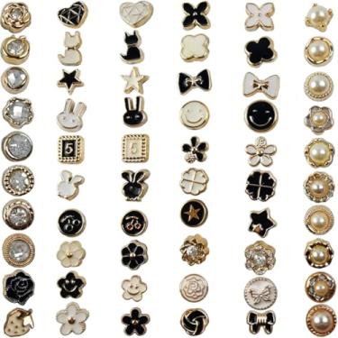 Imagem de GXXMEI 120 peças de broche de camisa feminina mini cobertura esmalte segurança lapela botões suéter clipes xaile para casacos, vestidos, roupas, decoração