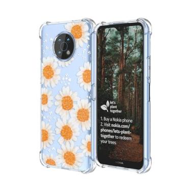 Imagem de RRXSYXL Capa para celular Nokia G50 com estampa floral transparente, proteção à prova de choque, capa de TPU macio para Nokia G50, margarida floral