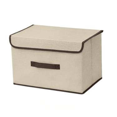 Imagem de Caixa Organizadora Multiuso Para Armário Guarda Roupa Infantil Box Dobrável Versátil (Bege, 27x19x16cm)