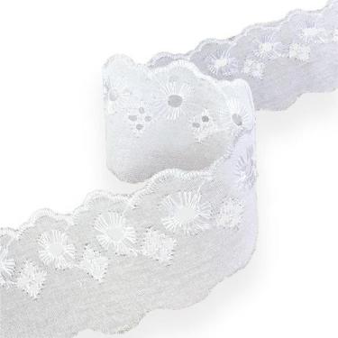 Imagem de Fita Lese Laise Bordado Inglês 5cm X 13,7m Branco - 5 Un - Têxtil Caba