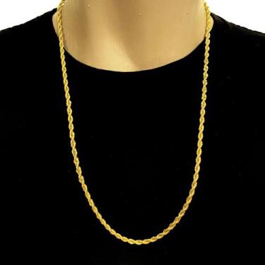 Imagem de Cordão Colar Baiano 4mm Corrente 70cm Banhada Ouro 18k - ALRA SEMIJOIA