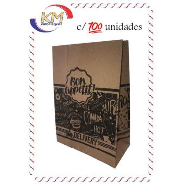 Imagem de Saco SOS delivery impresso kraft - tam G - c/100 unid - embalagem deli