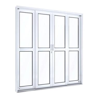 Imagem de Porta de Correr de Aço 213 x 200 x 13cm 4 Folhas Lucasa Facilita