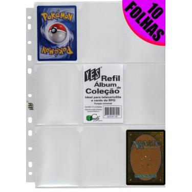 Imagem de 10 Folhas Fichário, álbum e pasta yes 11 furos universal 9 bolsos card