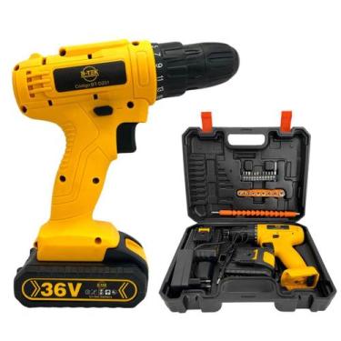 Imagem de Furadeira Parafusadeira Sem Fio 36V Portátil 2 Baterias Recarregáveis 