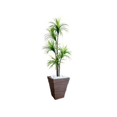 Imagem de Planta Artificial Árvore Yucca 1,60m Kit + Vaso Trapézio D. Grafiato M