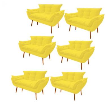 Imagem de Kit 06 Namoradeira  Decorativa  Opala Pés Palito em Madeira 2 Lugares 