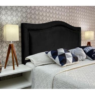 Imagem de Cabeceira Cama Casal Sevilha Provençal Diamond Suede Preto 60 RBL