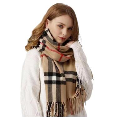 Imagem de Cachecol Feminino Lenço Retangular Pashmina Echarpe Xales Unissex Frio
