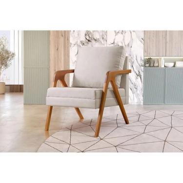 Imagem de Poltrona Braço de Madeira Mona Linho - Zurc Decor