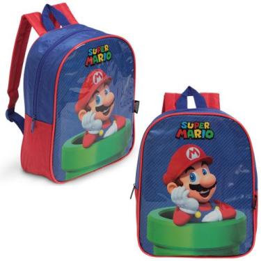 Imagem de Mochila De Costas Infantil Super Mario Grande Cor Azul - Plike