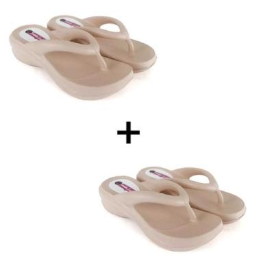 Imagem de Kit 2 Sandália Plataforma de Dedo Feminina Nuvem Calce Facil Confortáv