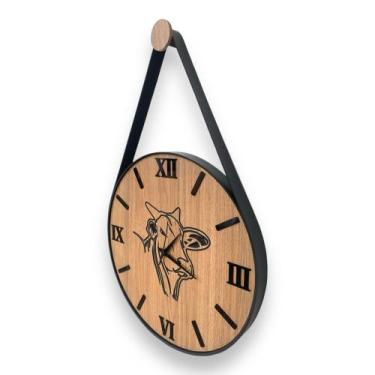 Imagem de Relógio de parede 40cm gravado boi, algarismos romanos 3d pretos. - MO