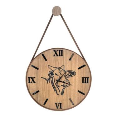 Imagem de Relógio de parede 40cm gravado boi, algarismos romanos 3d pretos. - MO