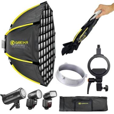 Imagem de Softbox Octa com Grid 45cm Dobravel 2 EM 1 Bowens e Suporte Flash Spee
