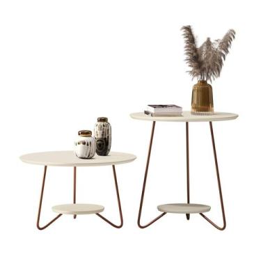 Imagem de Conjunto De Mesa Centro E Lateral Liz Pés De Ferro 5 Cores. - Pr Paine