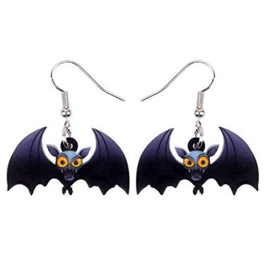 Imagem de Bonsny Brincos de morcego voador com pingente de gota de acrílico, joia punk para mulheres, crianças, adolescentes, presente, Acrílico, Sem pedras preciosas,