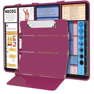 Imagem de NECEG Prancheta De Enfermagem Dobrável - 4 Camadas De Alumínio Para Enfermeiras Prancheta Dobrável Para Enfermeiras Edição Médica Folhas De Dicas, Tamanho De Bolso Para Enfermagem, Clipe Para Caneta,