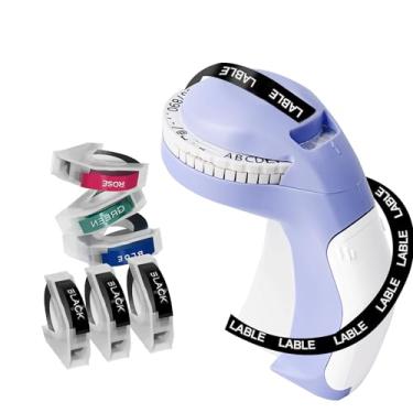 Imagem de YOULABLE Máquina de etiquetas em relevo com 6 fitas, impressora de etiquetas vintage portátil com gravação 3D, para escritório