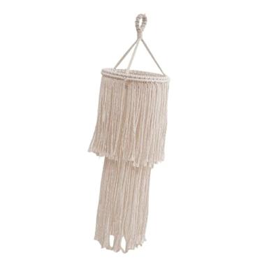 Imagem de IEUDNS Abajur boêmio para lâmpadas, feito à mão, tapeçaria tecida, abajur de macrame, capa de luz pendente suspensa boho para canto, quarto, Style B