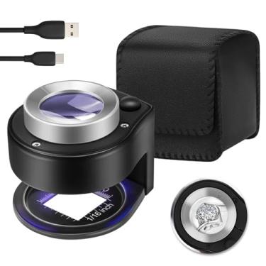 Imagem de HQGZQL Lupa De Joias 45X Com 6 Luzes, Lupa De Moedas Portátil Recarregável Para Mesa, Lupa De Costura Para Têxteis, Ferramenta De Joias Ópticas, Moedas, Moeda Preta