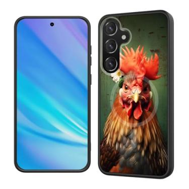 Imagem de BFUKVOU Capa magnética para Galaxy S24 FE, [compatível com Magsafe] [Fosco translúcido] Capa protetora à prova de choque para Samsung Galaxy S24 FE 6,7 polegadas 2024, galinha engraçada