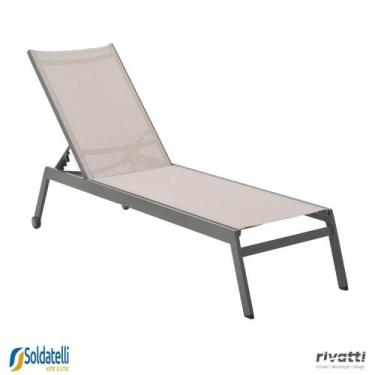 Imagem de Espreguiçadeira Chaise Outdoor Itaguá Amêndoa Tela Bege e Grafite Tela