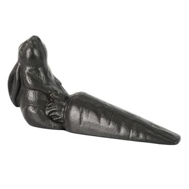 Imagem de DreamsEden Rolha de porta de coelho de ferro fundido, batentes de porta de cenoura para puxar coelho resistente vintage bonito decorativo cunha de porta de animal