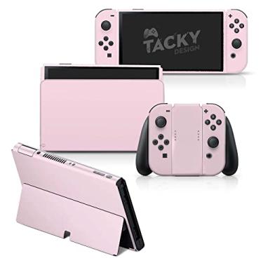 Imagem de Tacky Design Capa clássica de cor sólida compatível com Nintendo Switch OLED, película de cor simples para adesivos OLED Nintendo Switch, decalque de vinil premium 3M (rosa bebê)