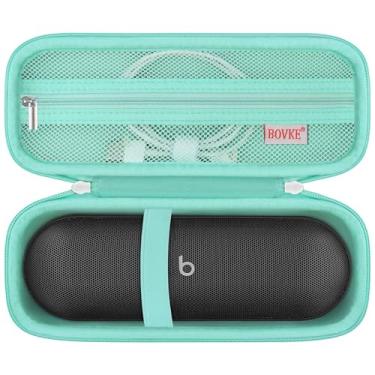 Imagem de BOVKE Estojo de transporte para Beats Pill – Alto-falante Bluetooth portátil, alto-falante sem fio Beats Pill, bolsa de viagem com bolso de malha extra para cabos de carregamento, acessórios, verde