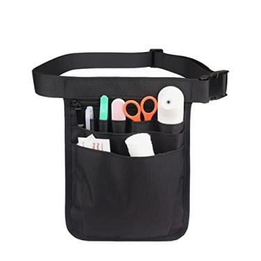 Imagem de Pochete de enfermeira, cinto utilitário de enfermeira, bolsa de cintura para mulheres e homens, organizador de bolso médico para tesouras, estetoscópios, suprimentos de emergência (preto)