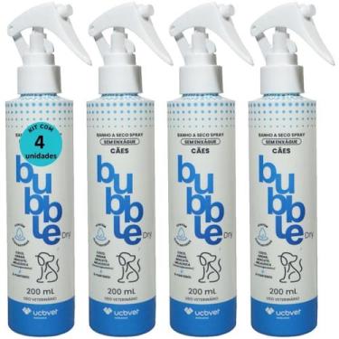 Imagem de Banho a seco bubble dry spray 200ml para cães kit com 4 - Ucb