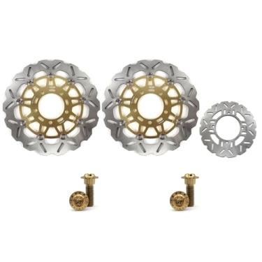 Imagem de Discos de freio dianteiros e traseiros flutuantes com parafusos de montagem para Kawasaki Versy.s 1000 2012-2014, Z1000SX 2011-2016 ABS 2011-2019, Z1000 2007-2013, acessórios de substituição de
