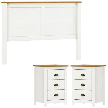 Imagem de Cabeceira Queen E 02 Mesas Cabeceira 3 Gv Madeira Maciça Branco Freijo Milani Store